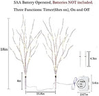 Hairui Lighted Birch Branches 18IN 70 White Willow LED Battery Operated with Timer Twig Lights for Summer Christmas Wedding Decoration Indoor Outdoor(Vase Excluded)