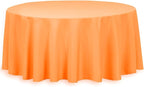 LTC LINENS Orange Round Tablecloth - 132 Inch Round Tablecloth, Large Party Table Cloth, Wrinkle Resistant, Washable Polyester Fabric Table Cover Linens for Wedding, Party, Banquet