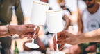 Ciaell 12 Pack White Plastic Wine Glasses with Stem - 10 Oz White and Gold Disposable Wine Glasses for Parties & Weddings & Poolside & Toasting & Outdoors & Graduation
