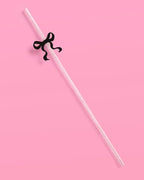 xo, Fetti Black Bow Reusable Straws, 12pcs - Clear Glitter Plastic | Birthday Drink Decorations, Coquette Drinkware, Tying the Knot Party Favor, Bachelorette Decor