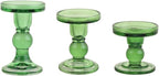 3-Piece Set of Green Glass Candlestick, Crystal Candlestick Holder Holder and Conical Candle, Christmas Candle Holder Decoration, Family Living Room Wedding Candle Holder (green1set)