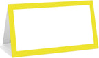 25 Pack Yellow Border Place Cards, Editable Name Cards for Table Setting, Tent Cards Food Label for Dinner Party, Bridal Shower, Wedding, Baby Shower and Events -T26
