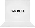 12x10 FT White Backdrop Background for Photography, 100% Polyester Photo Booth Backdrop Foldable Washable White Screen for Portrait Photoshoots Booth Party Video Studio