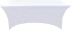 10-Pack 6ft White Spandex Table Covers for Rectangle Standard Folding Tables - Wrinkle Resistant Stretch Tablecloths - Ultimate Fitted Table Protector for Parties, Banquet, Wedding