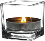 WGV 2 Inch Tea Light Votive Candle Holder, Clear, Square Cube 2”x2”, Small Tiny Bulk, Home Décor, Table Top, 24 Pcs