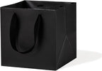 Black Paper Gift Bag 10 in Paper Gift Box Square Bottom Kraft Paper Bags with Handles for Wedding Baby Shower Birthday Party (Black, 10 x 10 x 10 in, 10 CT)