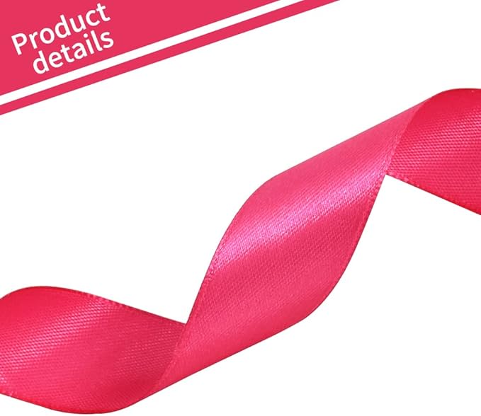 TONIFUL 1 Inch x 100yds Shocking Pink Satin Ribbon, Thin Solid Color Satin Ribbon for Gift Wrapping, Crafts, Hair Bows Making, Wedding Party Decoration, Invitation Cards, Floral Bouquets