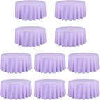 LTC LINENS 10 Pack 120 Inch Round Tablecloth Lavender for 60 Inch Round Table - Bulk Round Table Cover - Washable, Wrinkle Resistant Polyester Fabric Cloth for Wedding, Party