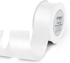 Double Face White Satin Ribbon 1-1/2 inch X 25 Yards Polyester White Ribbon for Wedding Decor, Wreath, Gift Package Wrapping and Other Projects