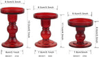 3-Piece Set of Red Glass Candlestick, Crystal Candlestick Holder Holder and Conical Candle, Christmas Candle Holder Decoration, Family Living Room Wedding Candle Holder (red1set)
