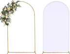 Vincidern 6.6FT Wedding Arch Backdrop Stand and White Cover, Metal Arch Backdrop Stand and Cover Set for Parties, Birthdays, Baby Showers, Bridal, Banquets, Ceremonies, Event Decor