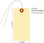 SmartSign Blank Manila Shipping Tags with Wire, Size-6, Pack of 100, 13pt Thick Prewired Cardstock Tag, 5.25 x 2.625 inch Paper Hang Tags with Reinforced Fiber Patch