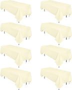 8 Pack Beige Tablecloth 60 x 102 Inch Rectangular Tablecloths for 6 Foot Rectangle Tables, Wrinkle Resistant Beige Table Cloth Washable Polyester Fabric for Buffet Wedding Party Banquet