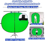 Blue Green Screen Backdrop Double Sided Collapsible Greenscreen Backdrop with Carrying Bag,Portable Pop Up Green Screen Background for Streaming Webcam, Blue & Green 59.1 * 78.7"