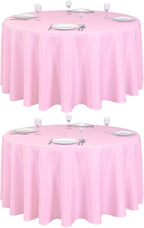 LTC LINENS 2 Pack 120 Inch Round Tablecloths Pink - Great for 60 Inch Round Table Floor Length - Wrinkle Resistant Polyester Fabric Cloth for Party, Baby Shower