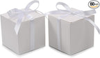 COTOPHER 60pcs Small Gift Boxes, Favor Boxes 2x2x2 inches Paper Gift Boxes with Ribbons Candy Box for Wedding Favors Baby Shower Bridal Shower Birthday Party (White)
