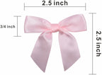 2.5" Hgzgch Light Pink Satin Ribbon Bow for Gift Wrapping, Premade Bows for Crafts, Cake, Party Favors, Handmade Bows with Double-Sided Tape, Self Adhesive Gift Bows for Presents, Treats- 50pcs