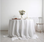EVERLY 100% Pure Linen Round Tablecloths 90Inch Round Machine Washable Tablecloth for Thanksgiving,Decorative Halloween,Buffet Parties,Picnic,Events,Weddings and Restaurants-White