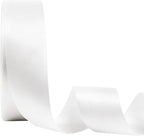 LaRibbons 1 1/2 Inch 50 Yard Double Faced Satin Ribbon,White Satin Craft Fabric Ribbon for Gift Wrapping Floral Bouquets Wedding Party Decoration