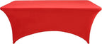 2-Pack 4ft Red Spandex Table Covers for Rectangular Folding Tables - Wrinkle Resistant Stretch Tight Table Cloths - Ultimate Fitted Table Protector for Parties, Banquet, and Wedding