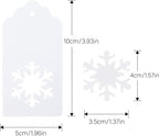 jijAcraft Christmas Gift Tags - 100Pcs Christmas Tags with String, Blank Xmas Name Labels, White Paper Hollow Trees, Rudolph, Snowflake Shapes Holiday Labels for Xmas Party Favors, DIY Crafts, Jar