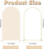 7.2FT Wedding Arch Backdrop Stand and Beige Arch Cover, Beige Spandex Fitted Backdrop Cover and Gold Wedding Arch Frame for Birthday Party Wedding Ceremony Bridal Baby Shower, Parties Decoration.