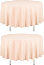 LTC LINENS 2 Pack 90 Inch Round Tablecloth Peach - Wrinkle Resistant Table Cloth for Round Table -Washable Polyester Fabric Table Cover for Wedding, Party
