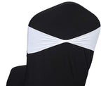 VDS Pack of 25 PCS | White | Spandex Chair Sashes Bows Without Buckle | Stretch Elastic Banquet Universal Folding Chair Band Tie with for Wedding Party Conference Celebration Event Decoration