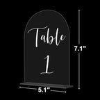 JOYIT Arch Wedding Table Numbers 1-20 with Stands – 5" X 7" Acrylic Table Signs with Clear Background White Text, Perfect Acrylic Table Numbers for Wedding Receptions, Parties, Anniversaries, and Events