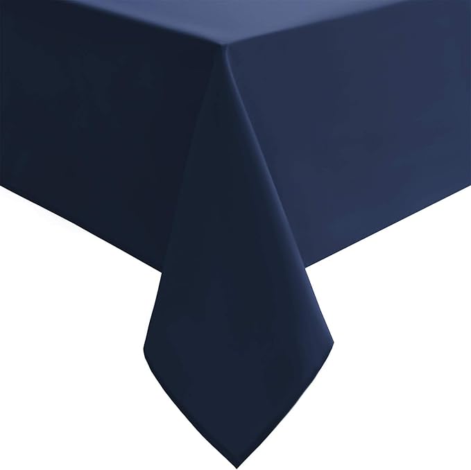 Hiasan Waterproof Tablecloth Rectangle - Washable Fabric Table Cloth for Dining Room Kitchen Birthday Party and Outdoor Use, Navy Blue, 70 x 120 Inch