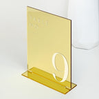 JINMURY Gold Wedding Table Numbers 1-25 with Stands, 5"x7" Gold Mirror Acrylic Table Numbers, Perfect for Wedding Reception, Party, Anniversary, Event