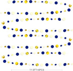 46 Ft Navy Blue and Gold Circle Dots Garland Royal Blue Hanging Paper Polka Dot Streamer for Birthday Wedding Bridal Baby Shower Graduations Nautical Ahoy Achor Pirate Theme Party Decorations Supplies