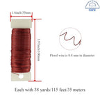 HAHIYO 22Gauge Red Metal Floral Wire - 1 Roll, 38 Yards (115 Feet) - Flexible Paddle Wire for Craft, Christmas Wreath, Flower Arrangement, Bouquet Wrapping, Wedding, DIY