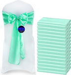 MDS Pack of 10 PCS Satin Chair Sashes Charmeuse Sateen Dining Chair Bows Ribbon Ties Back Sash for Wedding Party Birthday Home Hotel Restaurant Banquet Decoration (7 x 108 Inch, Mint)