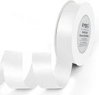 Double Face White Satin Ribbon 1 inch X 25 Yards Polyester White Ribbon for Wedding Decor, Wreath, Gift Package Wrapping and Other Projects