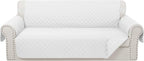 Reversible Sofa Covers Couch Cover Furniture Protector for Dogs Elastic Straps Water Resistant(Sofa,White/White)