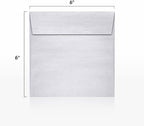 LUXPaper Square Invitation Envelopes | Peel & Press | 6" x 6" | Silver Metallic | 80lb. Text | 50 Qty