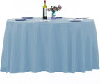 Ascoza 2pack 108 Inch Blue Mist Round Tablecloth in Washable Polyester Fabric for Wedding/Banquet/Restaurant/Parties