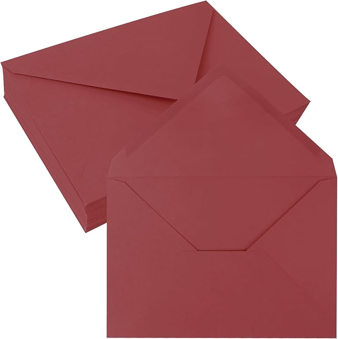 50 Pack 4x6 Envelopes Letter Size, Red A4 Envelopes Self Seal for Wedding Invitation, Envelope 4.3x6.3 for Greeting Cards, Photos, Baby Shower, Graduation, Thank You Cards, Announcements