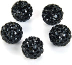 100pcs Adabele Grade A Suncatcher Crystal Rhinestone Pave Loose Beads 10mm Jet Black Polymer Clay Disco Ball Spacers Compatible with Shamballa All Craft Jewelry Making DB10-23