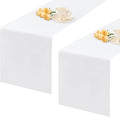 2 Pack White Long Table Runner 12 x 108 Inch Solid Color Farmhouse Runners Coffee Table Dresser for Daily Party Home Decoration