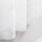 Sheer Curtains White 45 Inches Long Floral Embroidery Rod Pocket Voile Drapes for Living room, Bedroom, Window Treatments Semi Lace Outdoor Curtain Panels for Yard, Kitchen, Villa, Set of 2, 52"x 45".