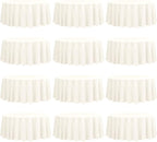 fani 12 Pack 90 Inch Round Tablecloth Ivory Polyester Fabric Table Cloth for Round Table,Washable Table Cover for Wedding Party Dining Table Buffet Banquet Restaurant and Camping
