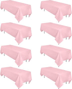 8 Pack Pink Tablecloth 60 x 102 Inch Rectangular Tablecloths for 6 Foot Rectangle Tables, Wrinkle Resistant Pink Table Cloth Washable Polyester Fabric Table Covers for Buffet Wedding Party Banquet