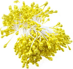 HAHIYO 700Pcs 3mm Yellow Gold Pearl Double Head Flower Pistil Hand-Made Artificial Pistil para Flore Pearlized Floral Stamen Pollen for Flower Making Scrapbook Decoration