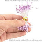 HAHIYO 700Pcs 3mm Light Purple Pearl Double Head Flower Stamen - Artificial Pistil for Floral Making, Scrapbook Decoration