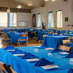Blue Plastic Table Cover Roll - 54IN x 100FT, Table Cloth for Rectangle Table with Slide Cutter, Plastic Table Cloth Disposable with Cut-to-Size Design for Weddings, Banquets, Parties