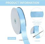 TONIFUL 1 Inch x 100yds Sky Blue Satin Ribbon, Thin Solid Color Satin Ribbon for Gift Wrapping, Crafts, Hair Bows Making, Wedding Party Decoration, Invitation Cards, Floral Bouquets