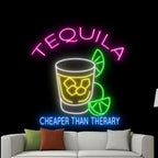 Tequila Neon Sign For Bar Decor, Tequila Bar Led Light, Tequila Glass Neon Light, Pub Wall Decor, Wine Lover Gift Size:20inch