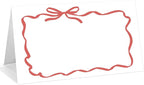 25 Pack Red Bow Wave Place Cards, Editable Name Cards for Table Setting, Tent Cards Food Label for Dinner Party, Bridal Shower, Wedding, Baby Shower and Events -T13